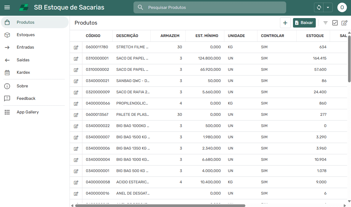 Sistema de Controle de Estoque